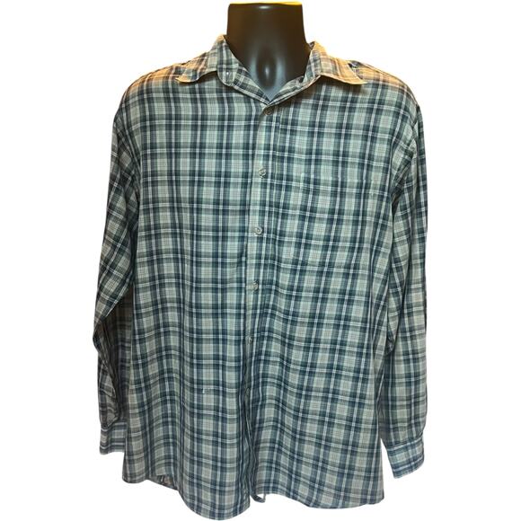David Taylor Plaid Button Up Shirt Blue Green Long Sleeve Relaxed Workwear - Picture 1 of 6